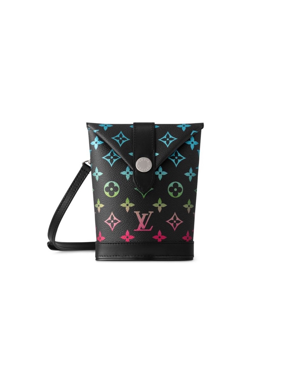 NEW Louis Vuitton Black Multicolor Iridescent Monogram Envelope Pouch *RARE*